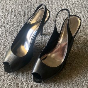 Black Alfani sling back heels 8M